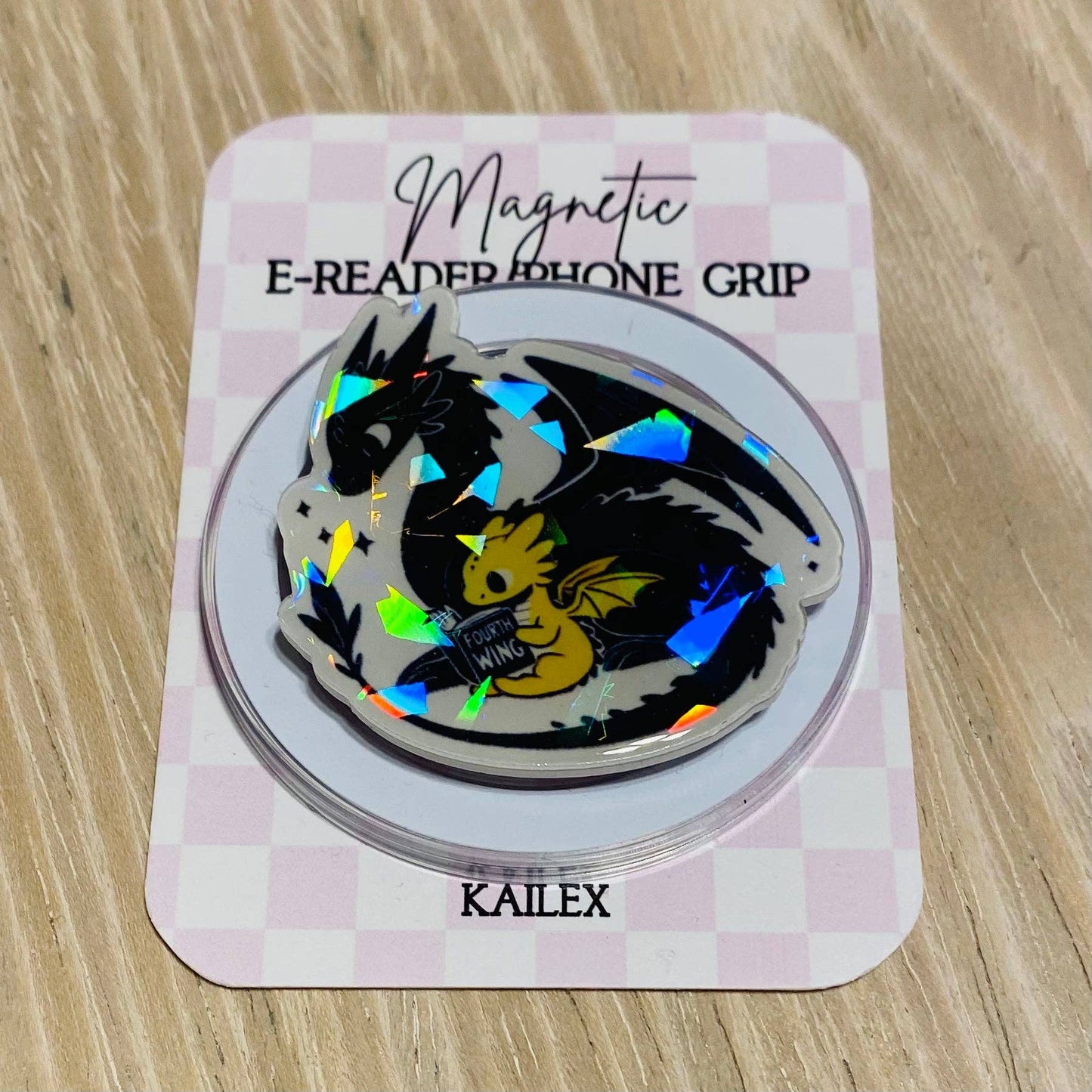Holographic Dragons E-Reader, Phone Grip for all Devices - Magnetic