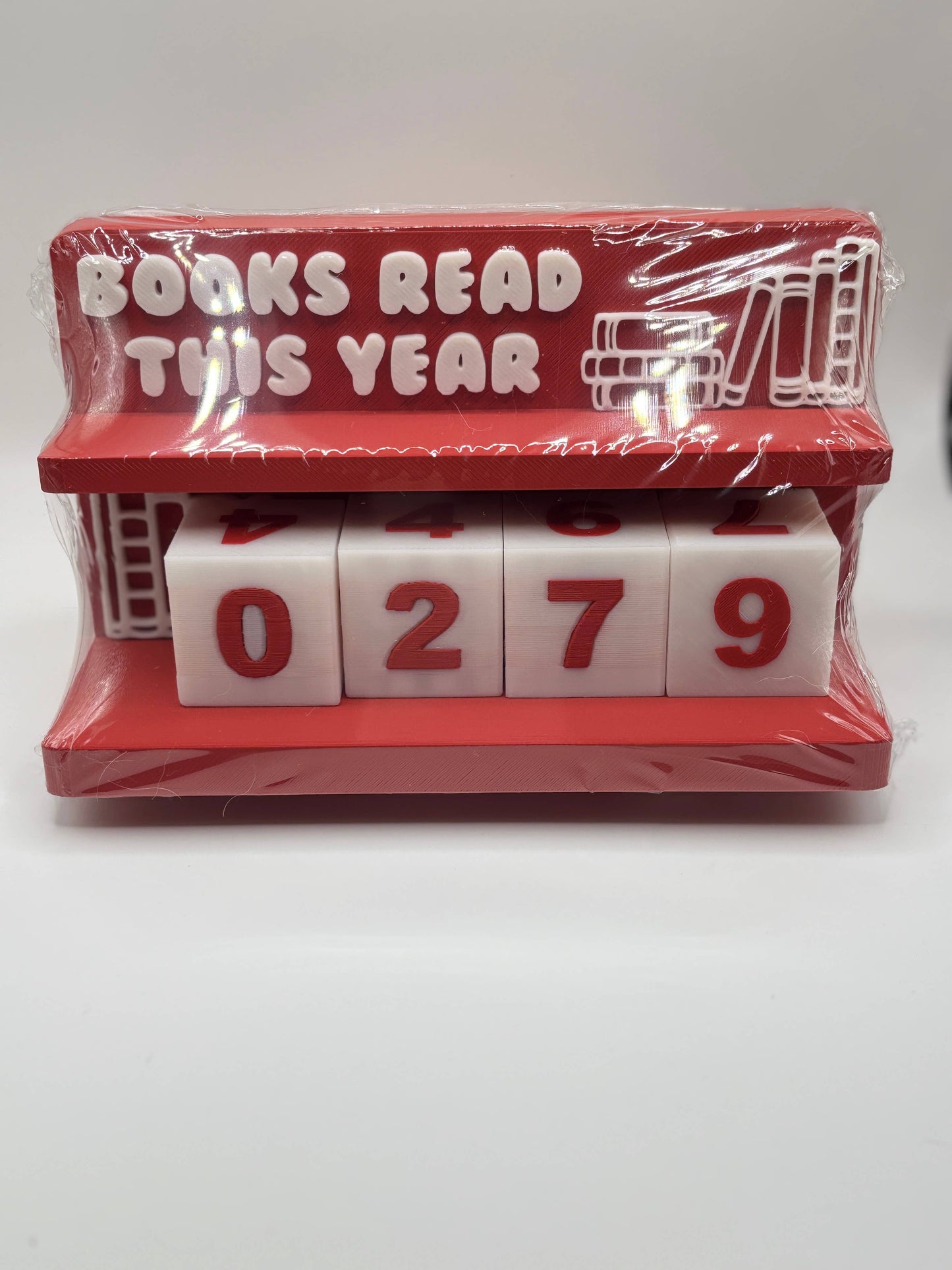 Book Counter Sign with Numbers : Light Blue Stand w/ White Blocks