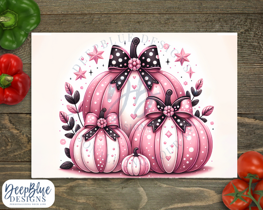 Pink Pumpkins Coquette Glass Cutting Board