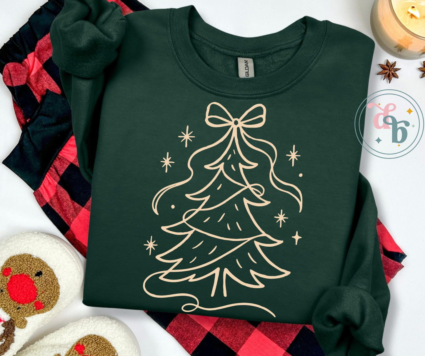 Minimalist Christmas Tree Crewneck – Cozy Holiday Sweatshirt