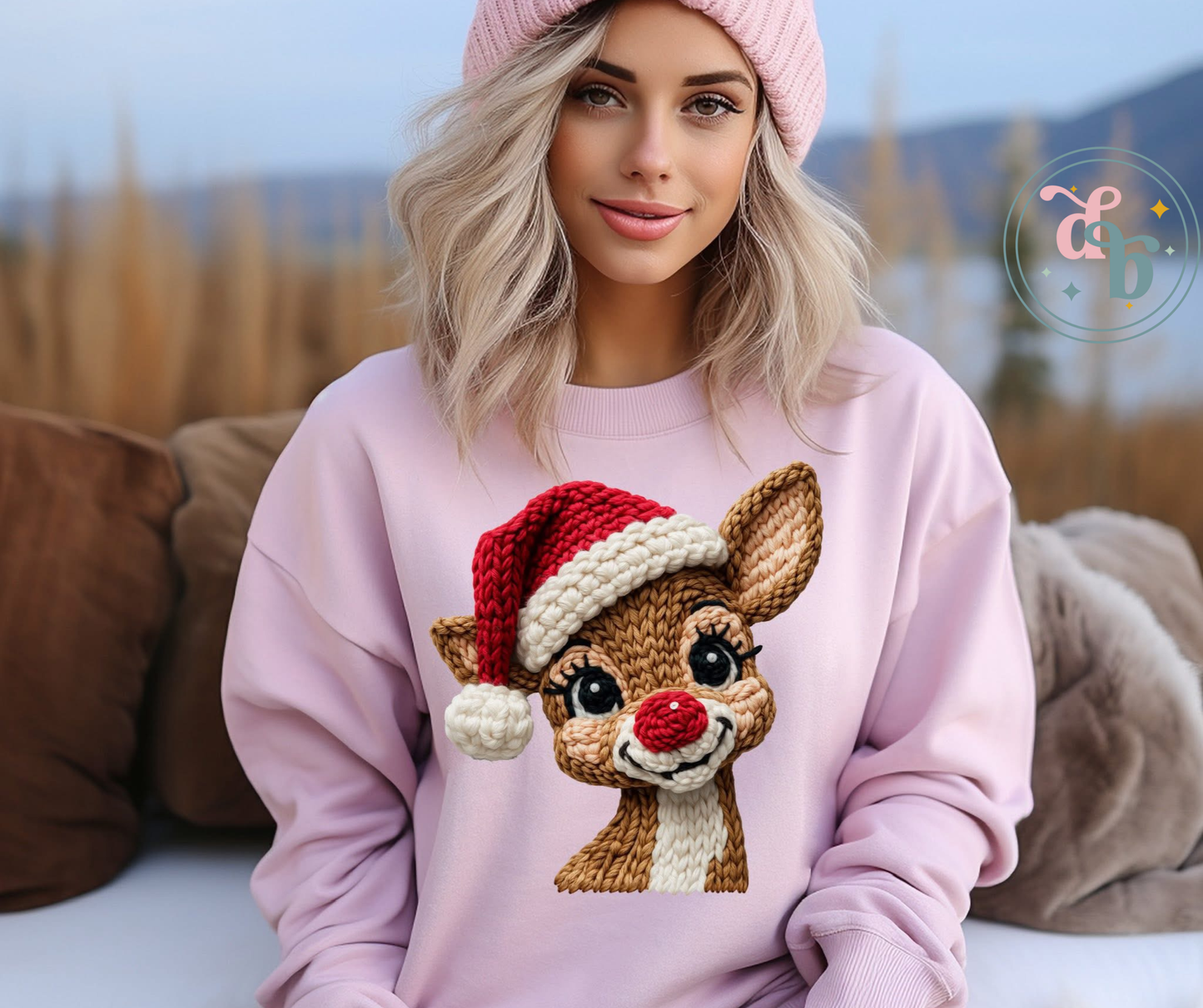 Cozy Reindeer Christmas Sweatshirt – Faux Knit Design