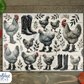 Chickens in boots  Glass Cutting Board