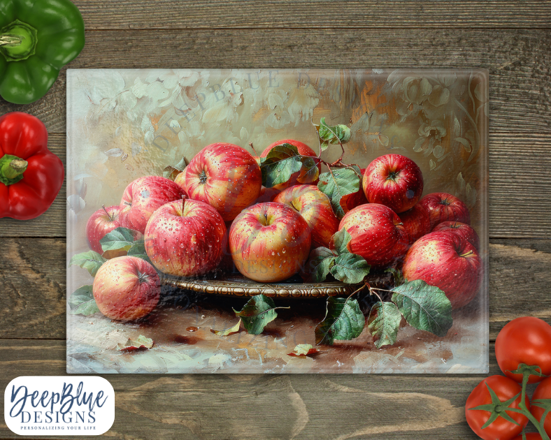 Fall Crisp Apples Glass Cutting Board