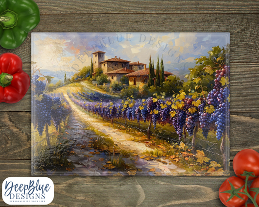 Tuscany Vineyard Glass Cutting Board