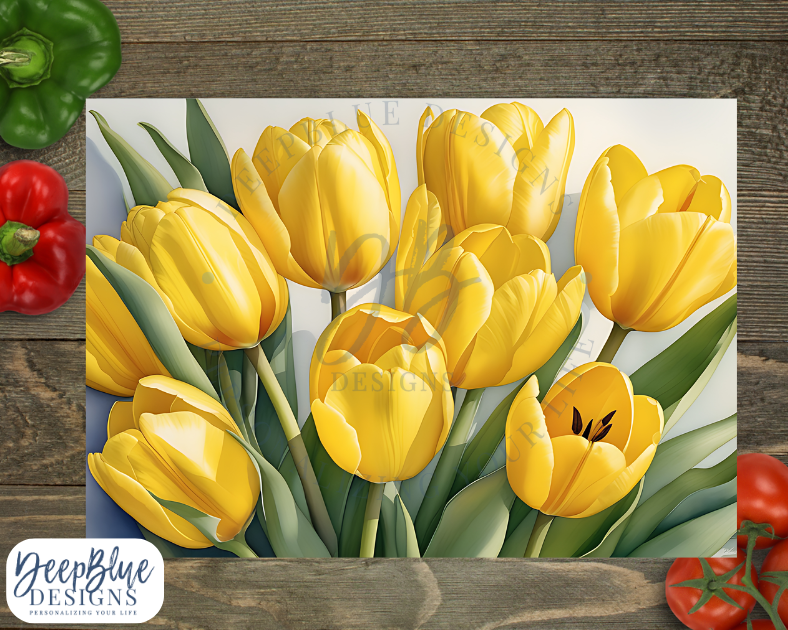 Yellow Tulips Glass Cutting Board