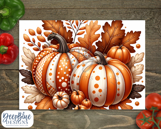 Autumn Pumpkins Glass Cutting Board