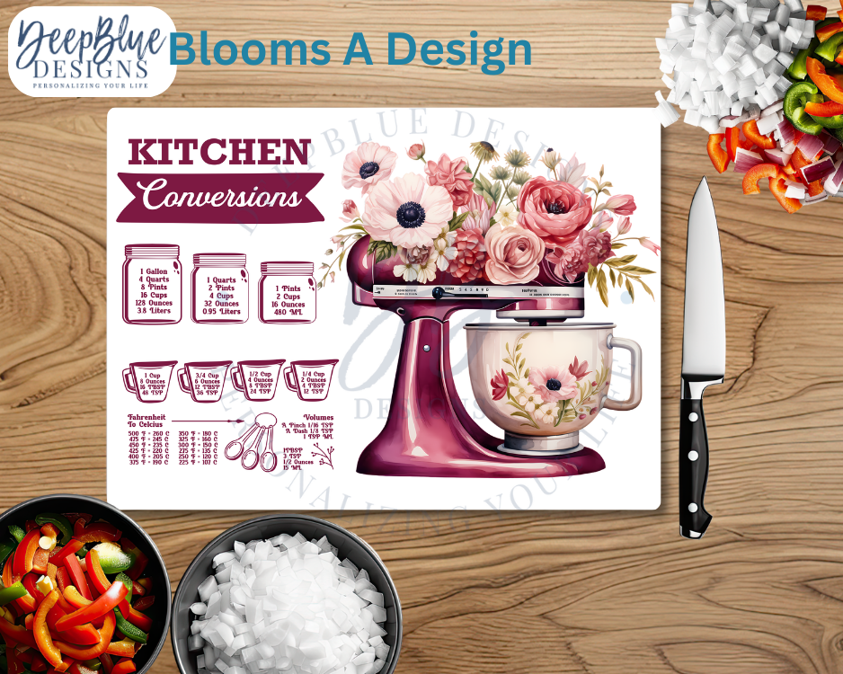 Blooms Kitchen Conversion Glass Cutting Board