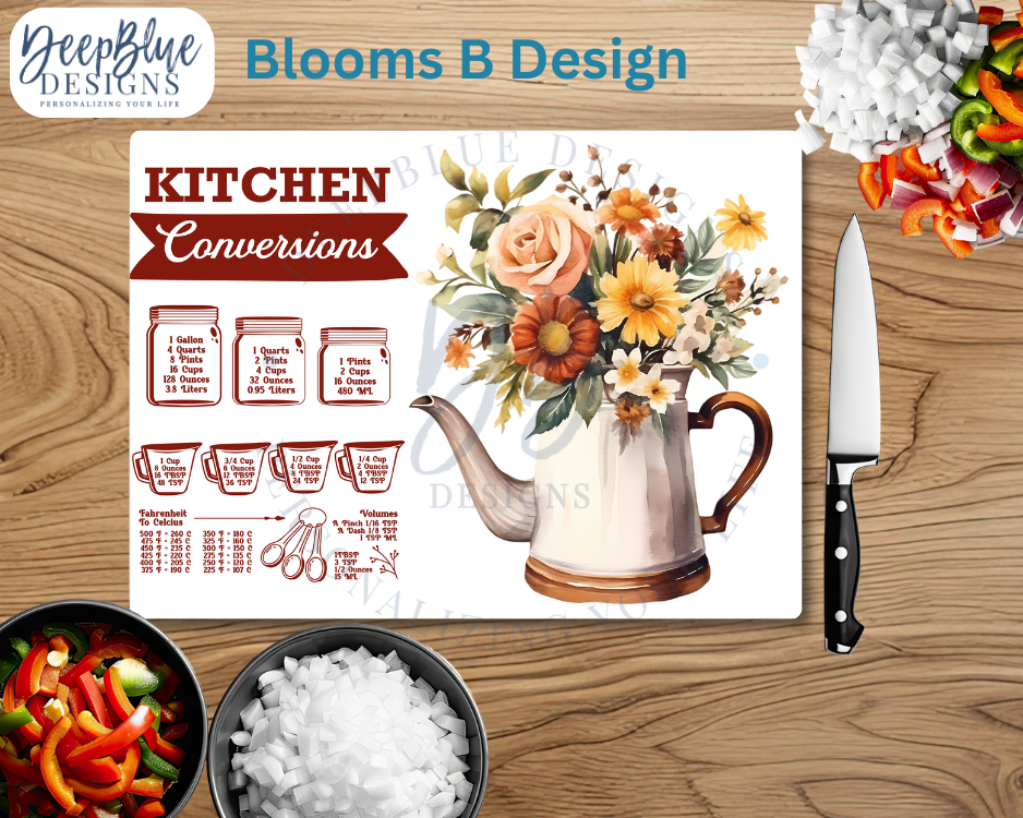 Blooms Kitchen Conversion Glass Cutting Board