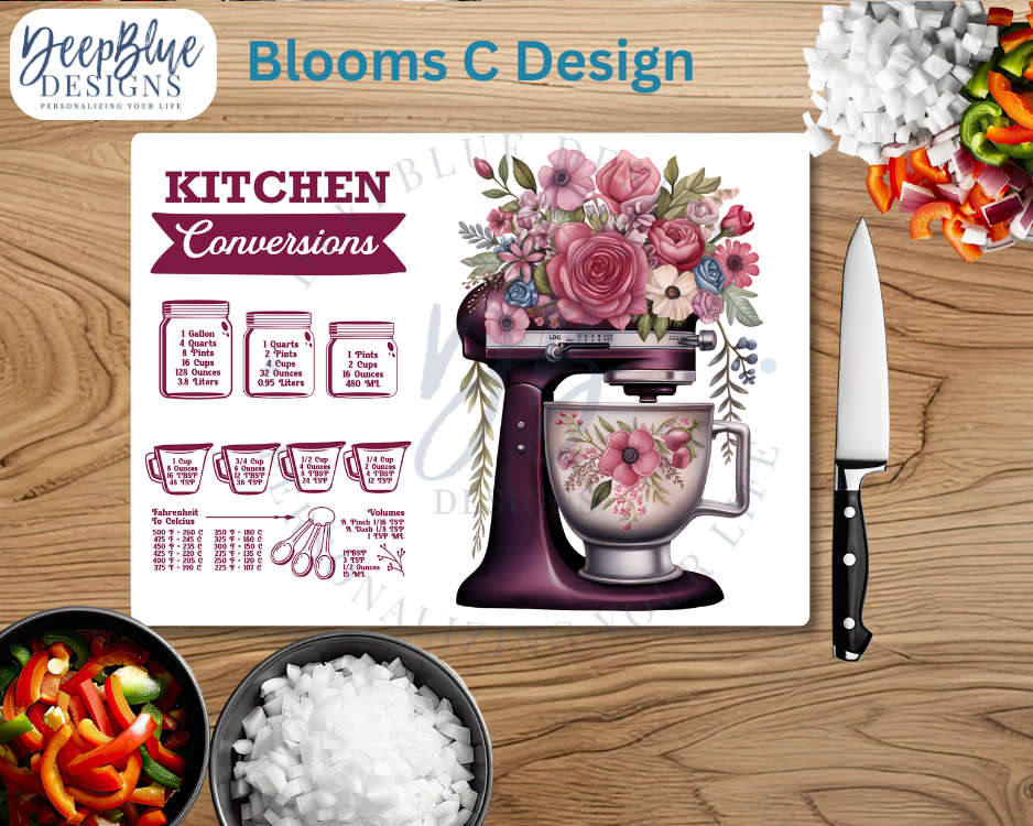 Blooms Kitchen Conversion Glass Cutting Board