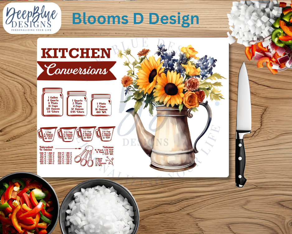 Blooms Kitchen Conversion Glass Cutting Board