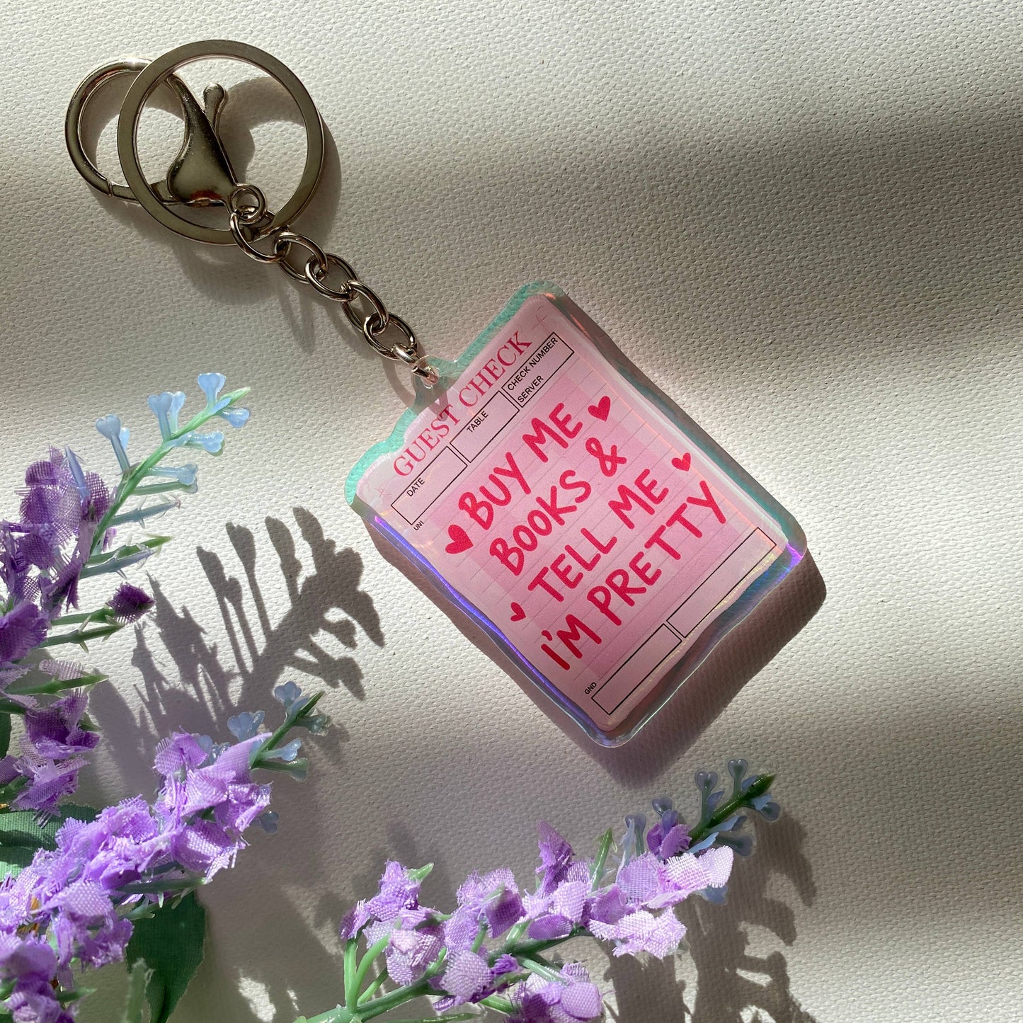 Buy Me Books Bookish Iridescent Acrylic Keychain