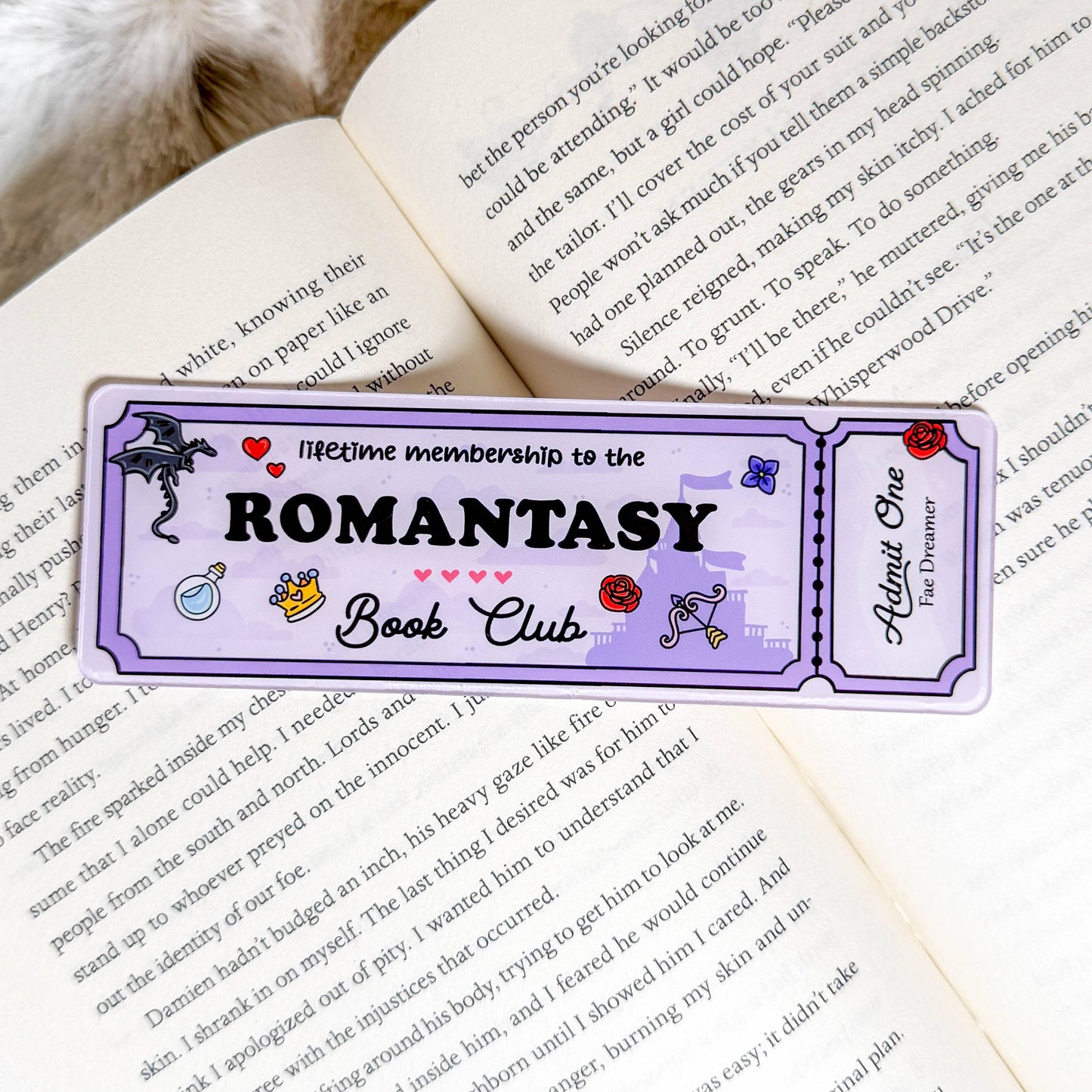 Romantasy Book Club Ticket | Acrylic Bookmark
