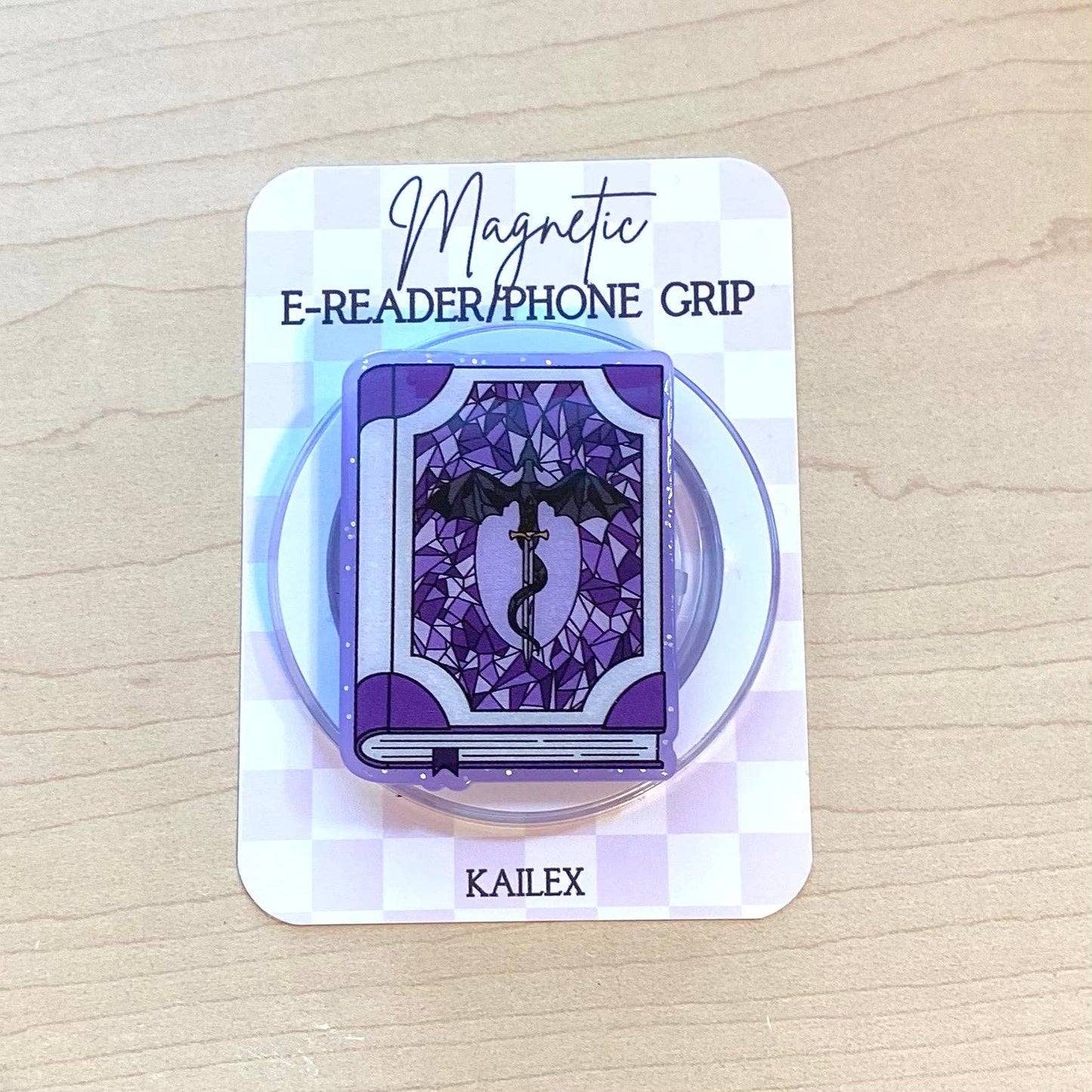 Purple Dragon Book E-Reader, Phone Grip for all Devices - Magnetic or Adhesive: Magnetic