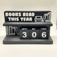 Book Counter Sign with Numbers : Light Blue Stand w/ White Blocks