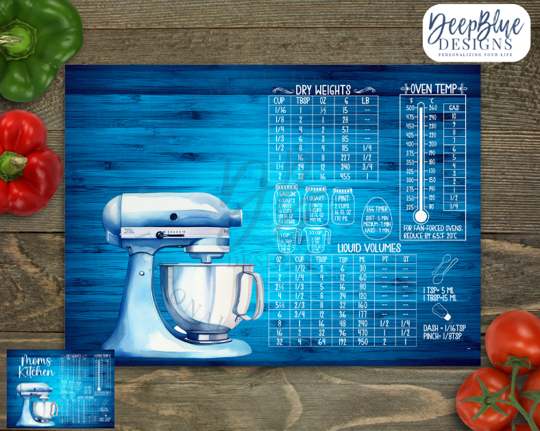 Dark Blue measurement Glass Cutting Board