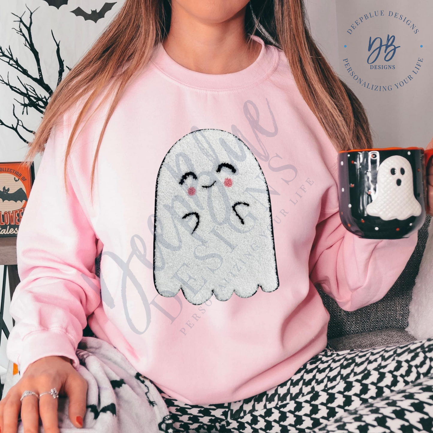 Chenille Patch Happy Ghost Sweatshirt