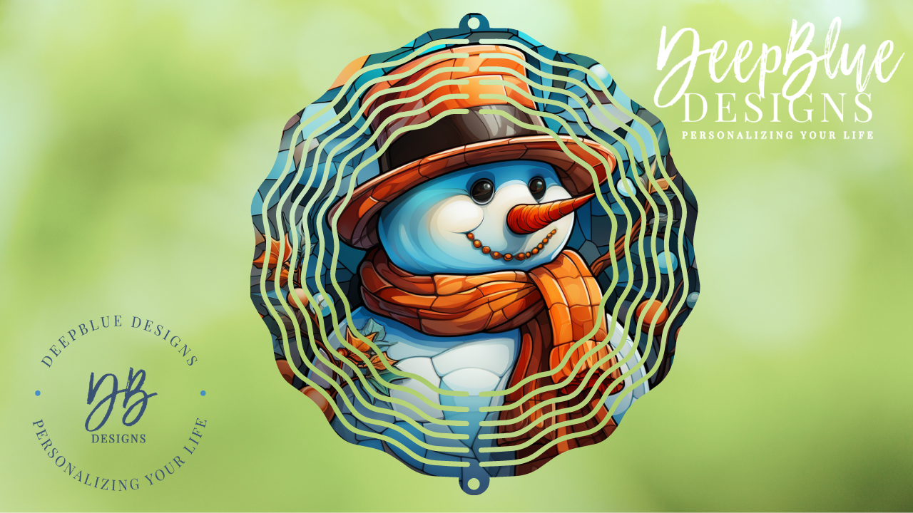 Snowman Stained Glass C Wind Spinner