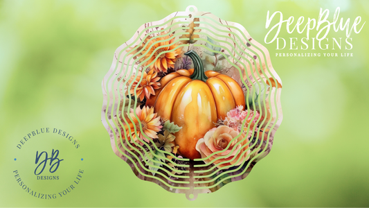 Fall pumpkin Floral Wind Spinner