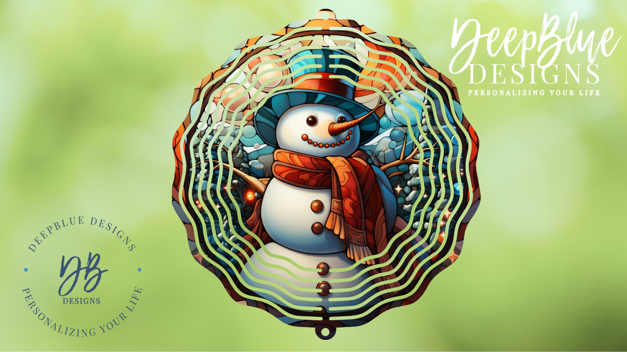 Snowman Stained Glass B Wind Spinner