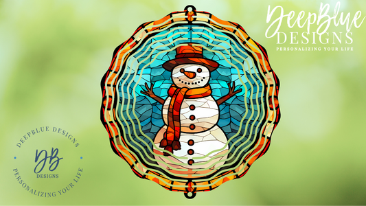 Snowman Stained Glass A Wind Spinner