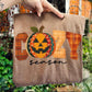 t-shirt with a fall graphic that says ‘Cozy Season,’ featuring a plaid patchwork pumpkin jack-o’-lantern design
