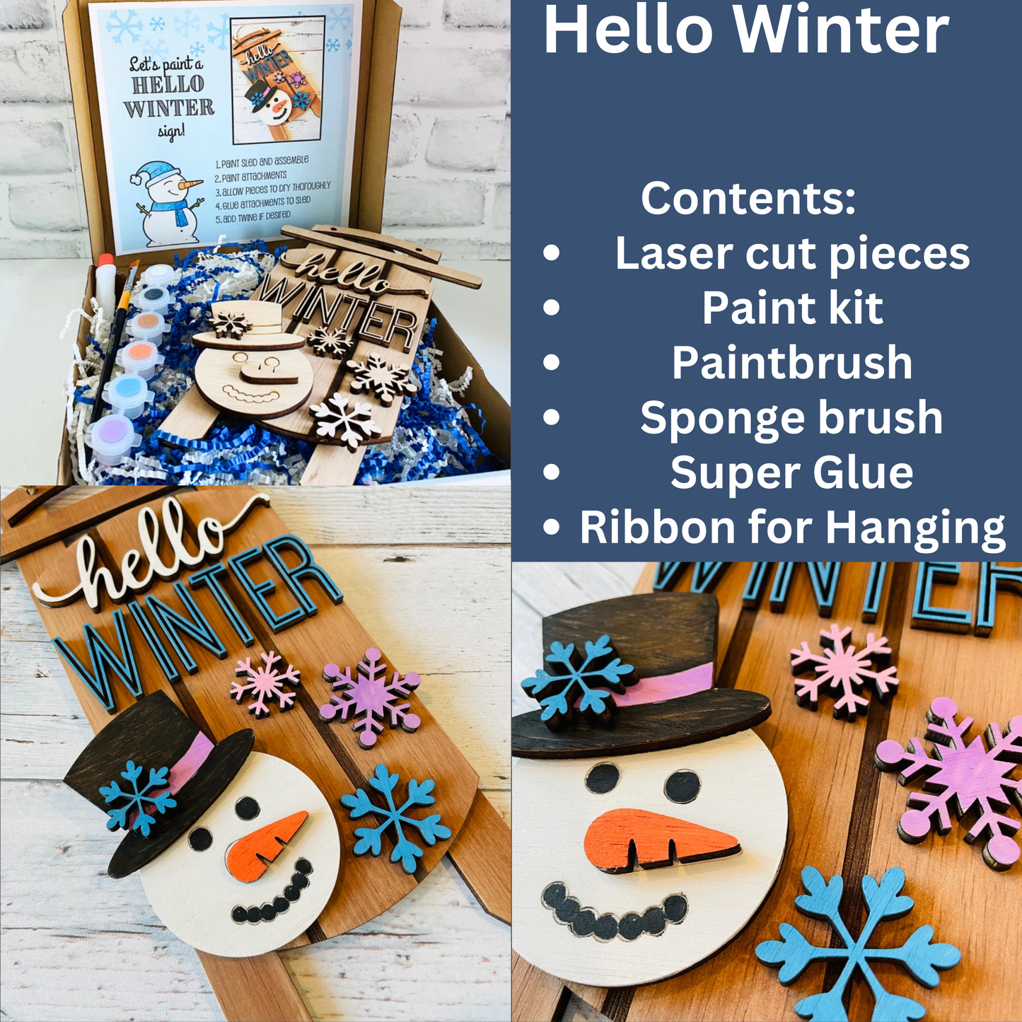 Hello Winter Snowman Sled DIY Kit