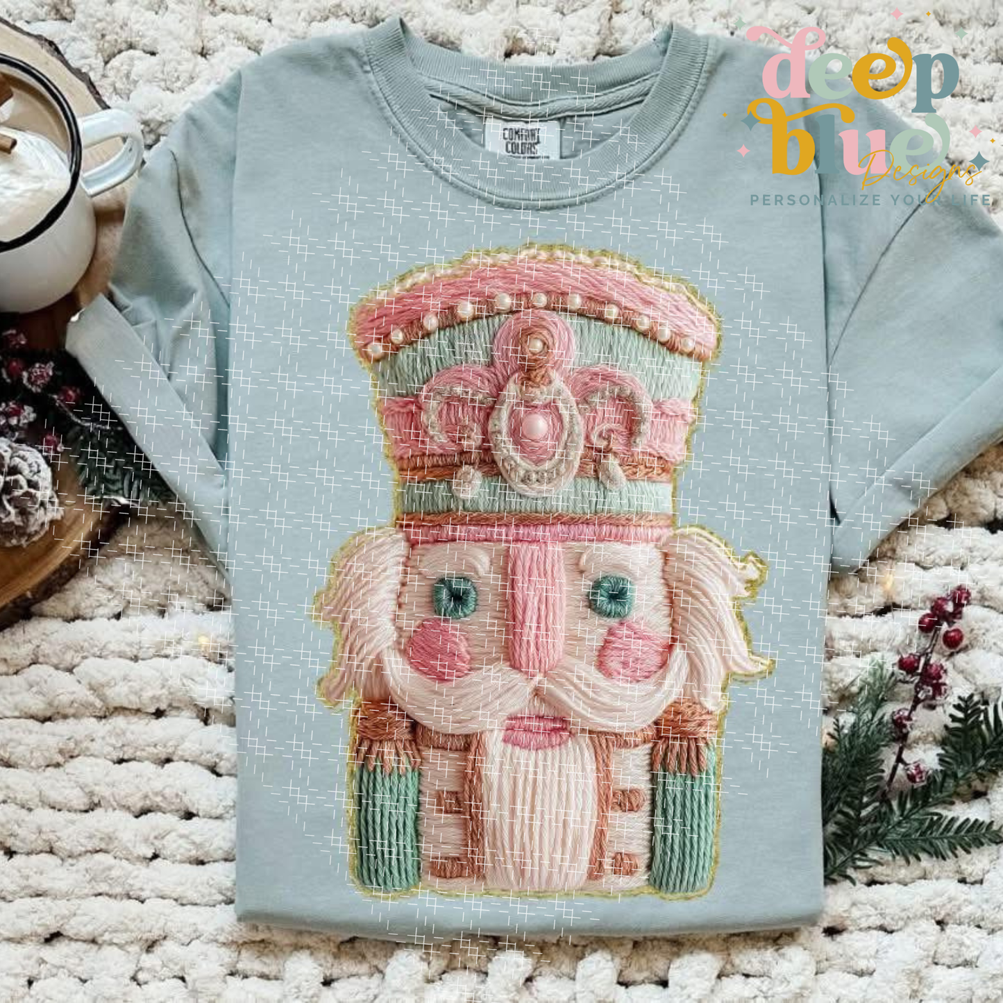 Pastel Nutcracker Faux Embroidery Sweatshirt