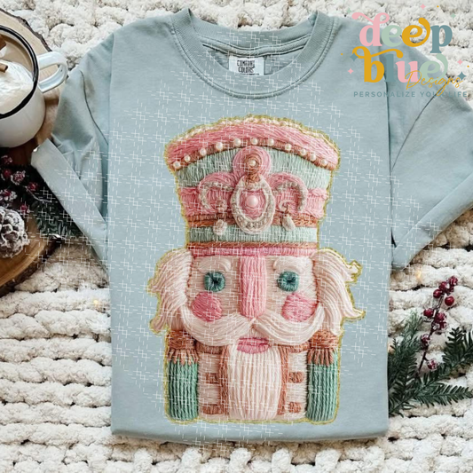 Pastel Nutcracker Faux Embroidery Sweatshirt