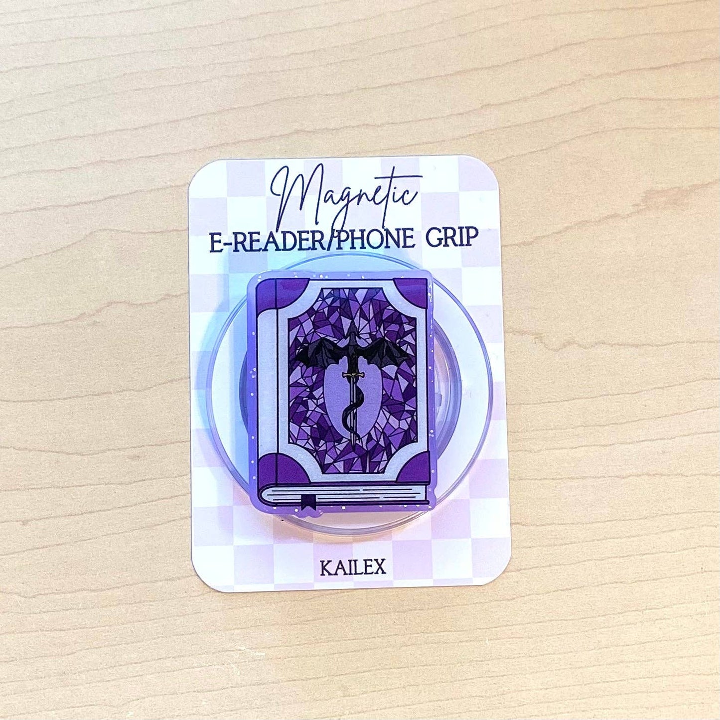 Purple Dragon Book E-Reader, Phone Grip for all Devices - Magnetic or Adhesive: Magnetic