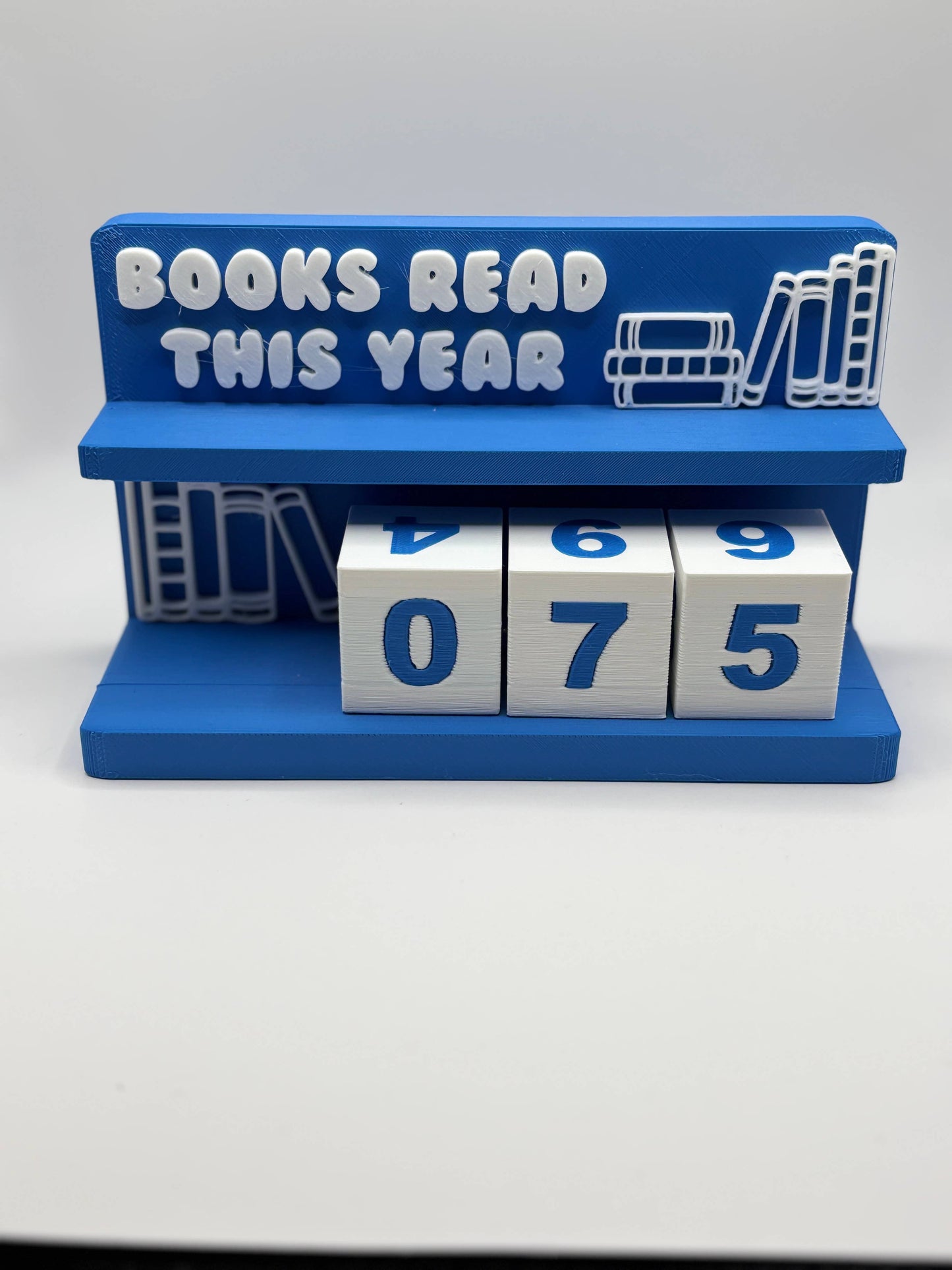 Book Counter Sign with Numbers : Light Blue Stand w/ White Blocks