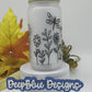 Flowers and Dragonfly - Glass Can Cup