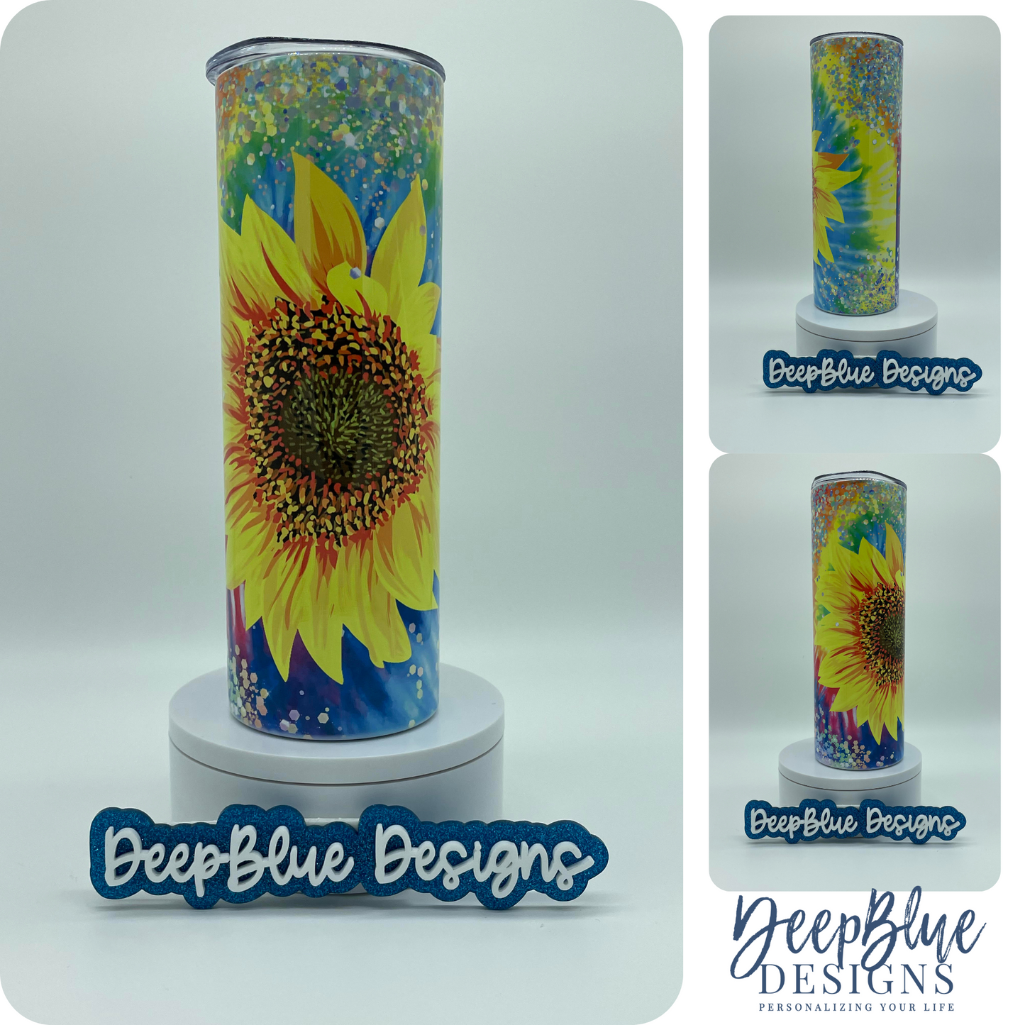 Sunflower Tie-dye Rainbow Tumbler