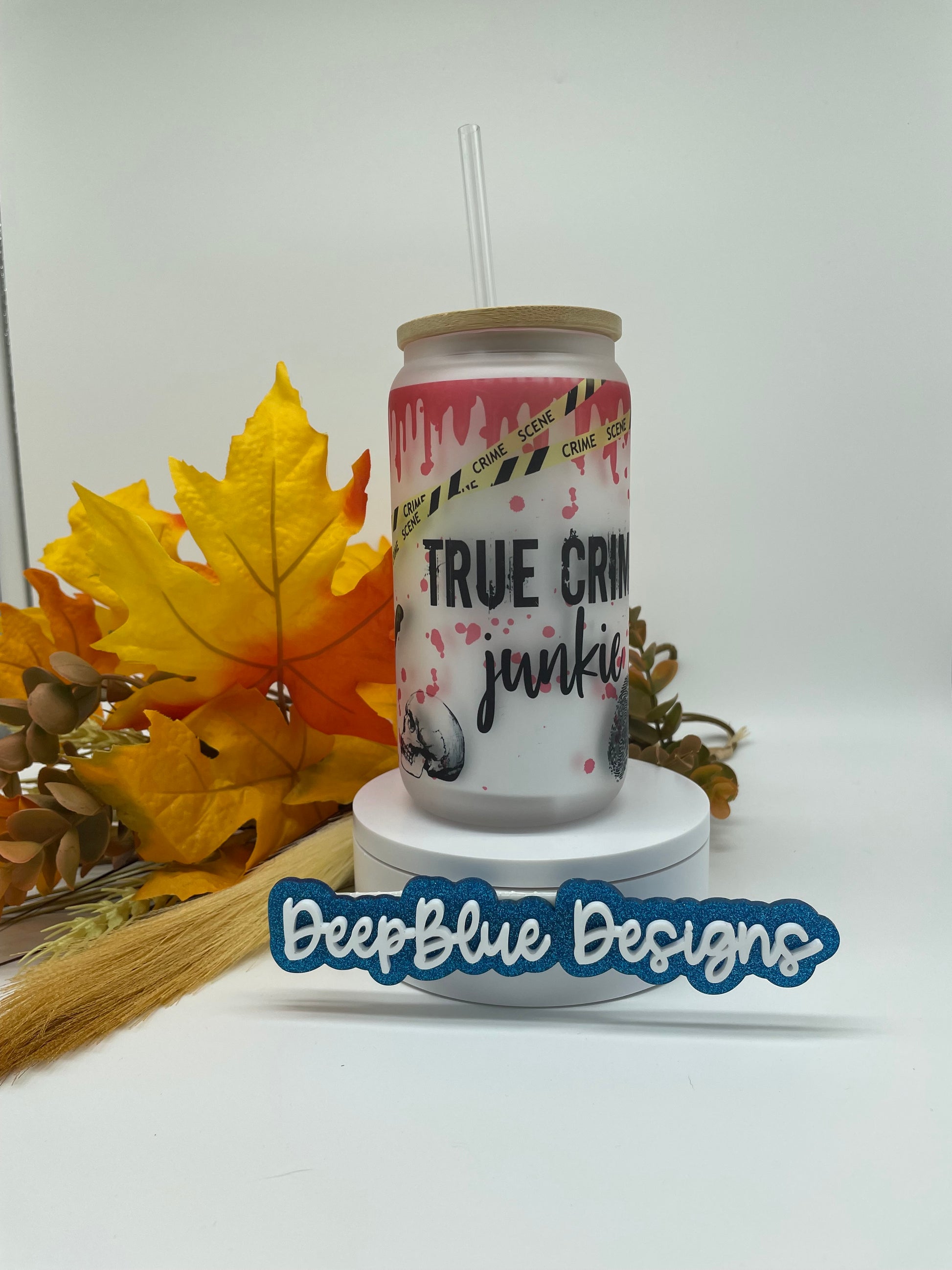 True crime junkie glass can cup