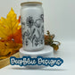 Flowers and Dragonfly - Glass Can Cup