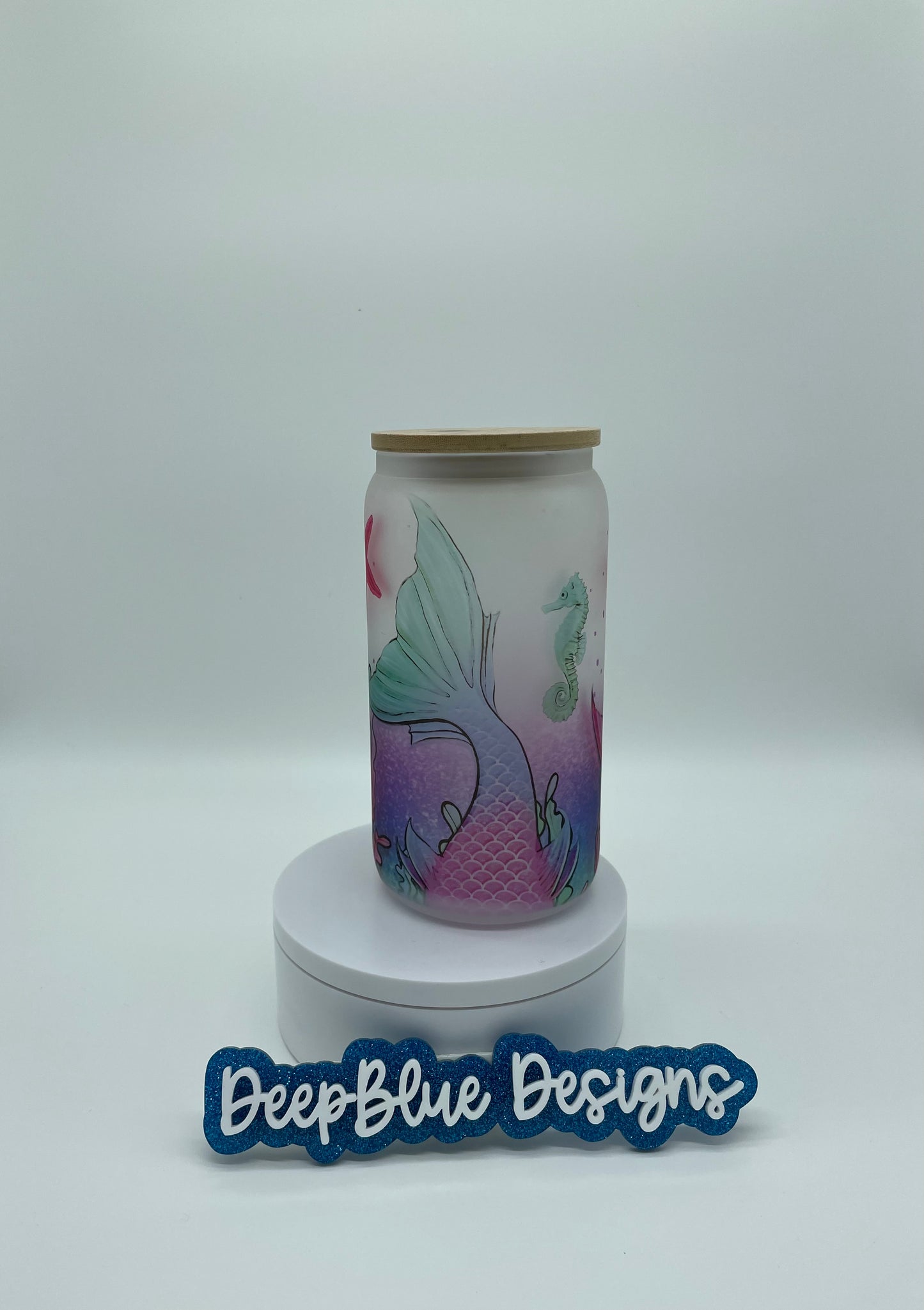 Mermaids and star fish - Glass Can Cup