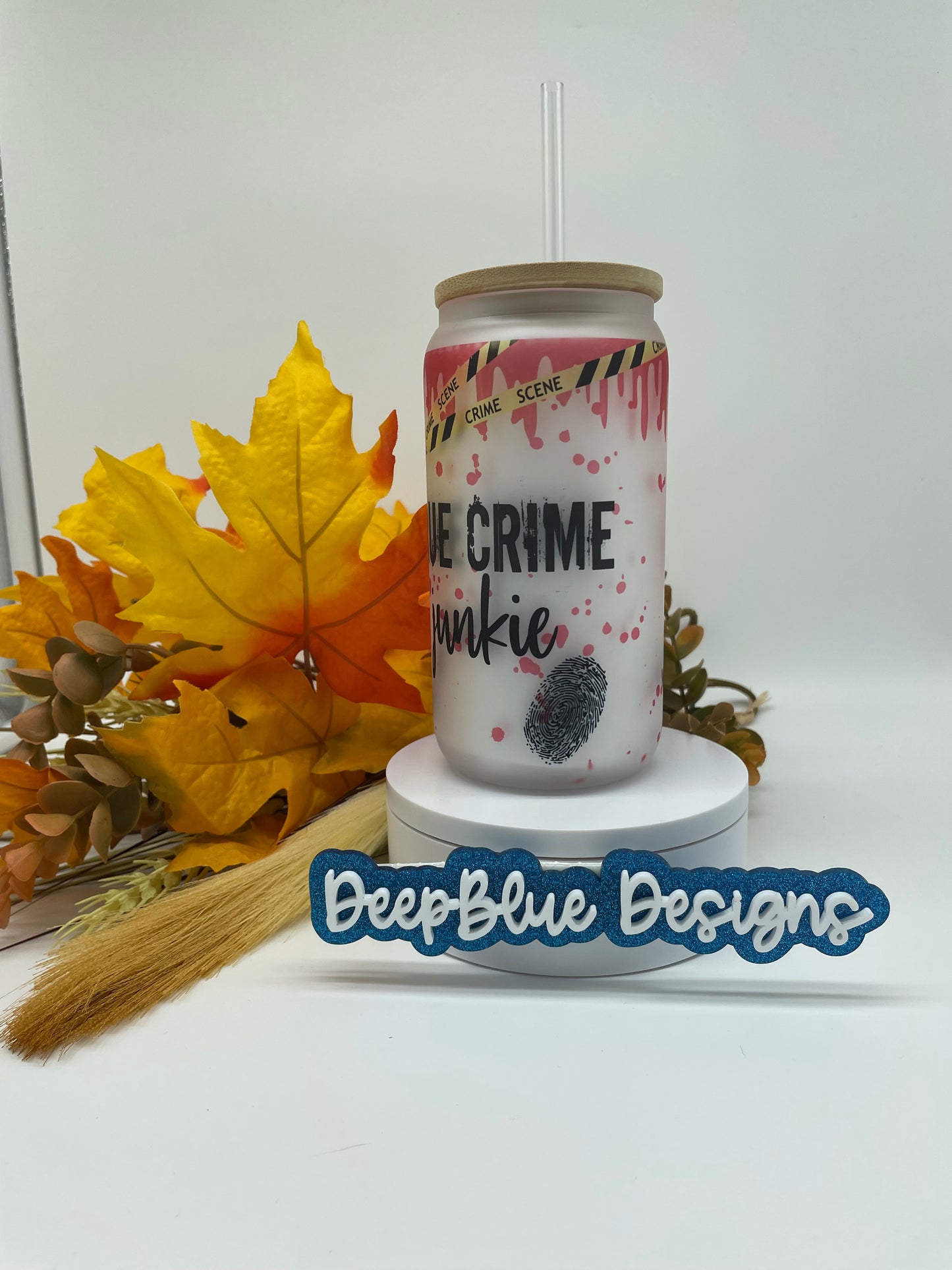 True Crime Junkie Glass Can