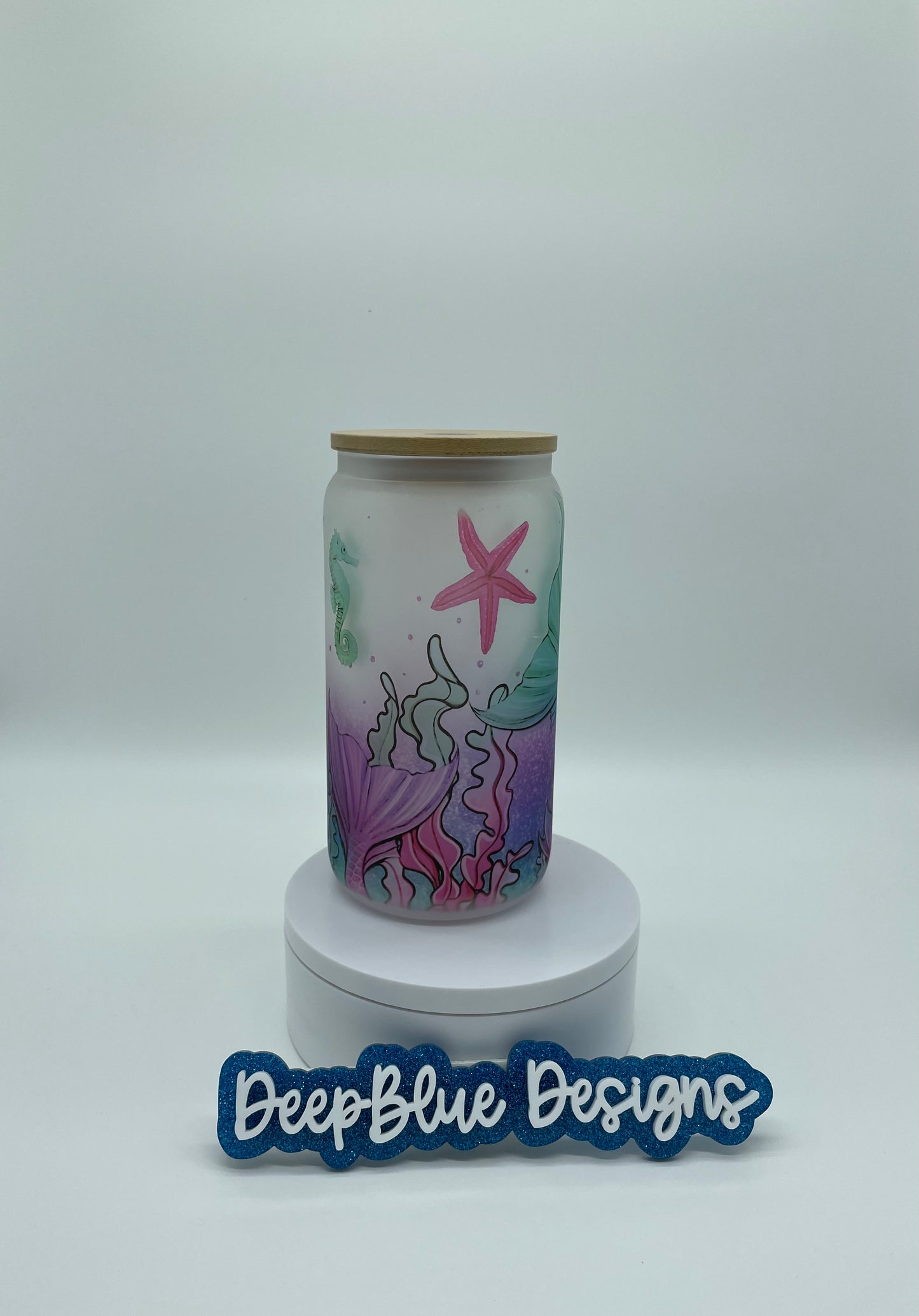 Mermaids and star fish - Glass Can Cup